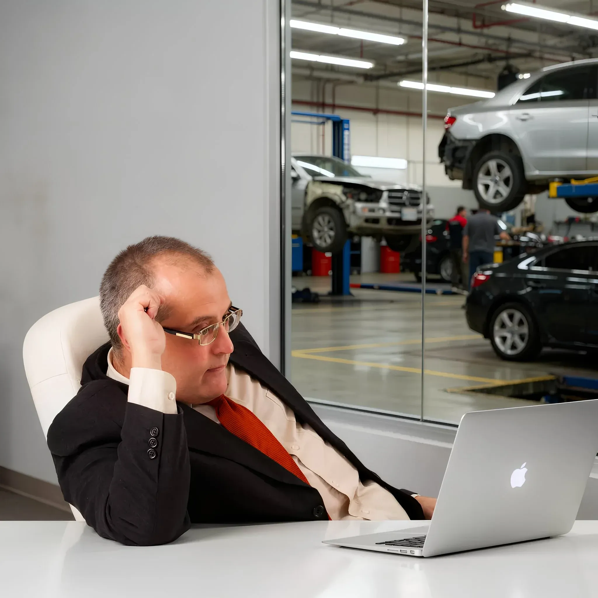 Business professional analyzing data on laptop